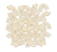 40 Pieces Rainbow Wood Chips, 20 Pieces Heart Wood Chips, Interior Decoration, Baby Shower Decoration, Christening Decoration, Wood Chip Decoration, Suitable for Baby Shower