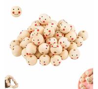 40 Pieces Smile Face Wooden Beads 20MM Natural Wooden Beads with Angel Faces Round Doll Head with 4.5mm Holes for DIY Craft Macrame Decorations Crafting Jewellery