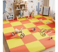 40 Pieces Soft Foam Sensory Tiles Square Interlocking Floor Tiles 12x12x1in Extra Thick Puzzle Playmat(Orange+yellow)
