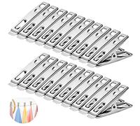 40 Pieces Stainless Steel Clothes Pegs,Windproof and Rust-Free Stainless Steel Clothes Pegs, Stainless Steel Clothes Pegs for Clothes Clips, Sock Clips, Food Sealing Clips, Paper Clips, Photo Clips.