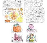 40 Pieces Thanksgiving Placemats for Kids Thanksgiving Coloring Headbands Thanksgiving Coloring Paper Placemats Thanksgiving Table Mats Coloring Activities for Thankful School Holiday Craft Activity