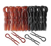 40 Pieces U Shaped Hair Pins, Plastic Large Hair Pins for Buns, Secure Hold Bobby Pins Hair Grips, Fast Spiral Hair Braid Twist Styling Hair Clips Pin for Lady, Girl, Women (Black + Brown)