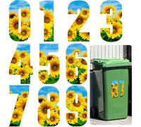 40 Pieces Wheelie Bin Stickers Large Decorative Dustbin Number Stickers Self-adhesive Bin Number Stickers from 0 to 9, 17 cm Height (Sunflower Style)