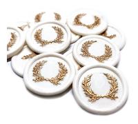 40 Pieces White Wax Seal Stickers, Adhesive Envelope Sealing Sticker White with Hand Painted Gold Accents Decoration for Gift, Wedding Invitaion, Party (Surround Leaves(40Pcs))