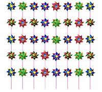 40 Pieces Windmills for Garden, Rainbow Windmills for Chlldren, Colourful Windmill Set with Rotating Visual Effects, Bird Repellent Protection for Outdoor Plants, Parent DIY Assembly Activities