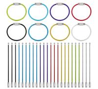 40 Pieces Wire Keychain, Stainless Steel Key Cable Loops 10cm Colorful Wire Keychain Cable Metal Wire Keyring for Hanging Luggage Tags Keychain Flashlight (8 Colors)