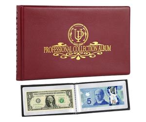 40 Pockets Banknote Collecting Album - 20 Sheets Clear Currency Dollar Bill Holders Paper Money Storage Book Collection Supplies Double-Sided Pages AN04RE
