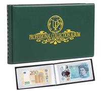 40 Pockets Banknote Currency Collecting Album - 20 Sheets Clear Dollar Bill Holders World Money Storage Book Collection Supplies Double-Sided Pages for Trading Cards Stamps Tickets Green AN04GR