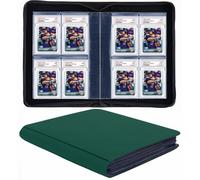 40 Pockets Graded Card Binder, Toploading PSA Slab Holder Album, PU Leather Graded Card Storage Binder, Premium 4 Pocket PSA Card Binder Album with Sleeves (Green)