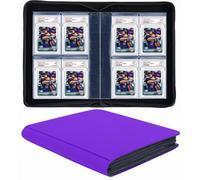 40 Pockets Graded Card Binder, Toploading PSA Slab Holder Album, PU Leather Graded Card Storage Binder, Premium 4 Pocket PSA Card Binder Album with Sleeves (Purple)