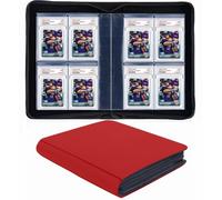 40 Pockets Graded Card Binder, Toploading PSA Slab Holder Album, PU Leather Graded Card Storage Binder, Premium 4 Pocket PSA Card Binder Album with Sleeves (Red)