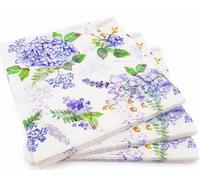 40 PPS 3-Ply Blue Flower & Green Leaf Design Tissue Paper Napkins Serviettes for Decoupage Lunch 33cm x 33cm - Pack of 20 x2 (Blue Flower & Green Leaf)
