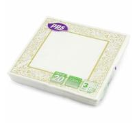 40 PPS 3-Ply Gold Border Design Tissue Paper Napkins Serviettes for Decoupage Lunch 33cm x 33cm - Pack of 20 x2 for Wedding Party Lunch (Gold Border Design)