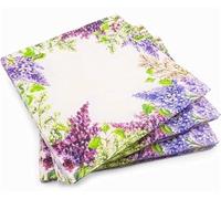 40 PPS 3-Ply Purple Lavender Border Design Tissue Paper Napkins Serviettes for Decoupage Lunch 33cm x 33cm - Pack of 20 x2 for Party, Lunch, Picnic (Purple Lavender Border Design)