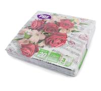 40 PPS 3-Ply Red Roses and Music Notes Design Tissue Paper Napkins Serviettes for Decoupage Lunch 33cm x 33cm - Pack of 20 x2 for Party, Lunch, Picnic (Red Roses and Music Notes Design)