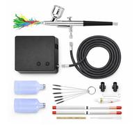 40 PSI Airbrush Kit with Compressor 2 Nozzles (0.2/0.5mm), High Pressure Dual-Action Spray Gun for Model Painting, Cake Decorating, Nail Art, T-Shirt Design - Complete Starter & Pro Kit