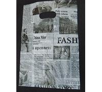 40+ Quality Fashion News Paper Magazine Print Plastic Carrier Bags 3 Sizes: for Shops, Markets, Party Gift loot Bags by Fat-catz-copy-catz (Newspaper Bags 12cmx12cm)