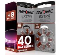 40 Rayovac Extra Hearing Aid Batteries 312 + 8 Batteries Udivita | 5+1 blister of 8 batteries