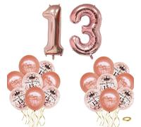 40" Rose Gold Number 13 Balloon & 16p 12" Happy 13th Birthday Balloons for Boys/Girls Birthday Decorations 13 Year Old,Foil Large Number Balloon Latex Digital Balloons for Him Her 13th Birthday Party