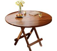 40” Round Foldable Dining Table - Portable Drop Leaf Wood Table for 2-4 Compact Space-Saving Kitchen & Living Room Furniture Extendable Design (Brown 60cm/24in)