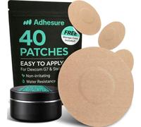 40 Self-Adhesive Patches Compatible with Dexcom G7 and Stelo CGM - Sweatproof and Waterproof Stay for 10-16 Days - Overpatch for Continuous Glucose Monitor Sensor Protection - Tan
