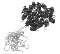 40 Set Black Curtain Track Roller Hooks with Pre-drilled Holes