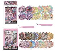 40 Sets 3D DIY Sticker Scenes with 2 Tweezers, DIY 3D House Sticker Books Book Create Your Own Cartoon Mini Room The Micro Terror World for Adults to Relieve Stress and Spend Time