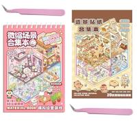 40 Sets DIY 3D House Sticker Kit Fun DIY Sticker Scene Collection Book for Kids Make Your Own Mini Clothing Store,Burger Shop,Supermarke Therapy for Adult for Relief Stress Pass The Time