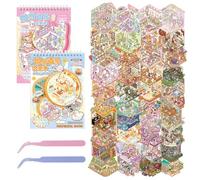 40 Sets DIY 3D House Sticker Kit, Stress Relief Stickers Creative Scene Sticker Book with 40 Miniature Cabins,58 PET Stickers,2 Tweezers, Miniature Scene Stickers Therapy Gift for Adults & Kids Age 3+