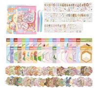 40 Sets DIY 3D House Stickers Scene Kit, Miniature Simulated Stress Relief Sticker Scenes with 58 PET Stickers, 40 Cabins, 2 Tweezer for Adults Kids Teens