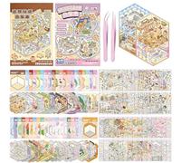 40 Sets DIY House Stickers Kit with 2 Tweezers 3D Miniature Scene Sticker Books Set for Adults Kids Gift Reusable DIY Sticker Therapy Kit Stress Relief Stickers Scenes Activities