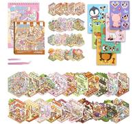 40 Sets DIY Miniature Scene Sticker Book + 6 Animal Stickers, 3D Creative Sticker Therapy to Relieve Stress, 3D Sticker Set with Tweezers for Age 3+, Gifts for Adults, Teens, Ostergeschenke Kinder