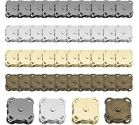 40 Sets Magnetic Snap Button, 18mm Metal Clasps Snap Buttons, Plum Shape Sewing Closures Fasteners, Magnetic Snaps for Clothes Handbag Leather Jacket DIY, 4 Colours