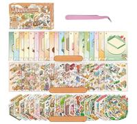 40 Sets Mini DIY 3D Sticker Scene Collection Book for Adults Cute Play Park Hamburg Castle Library Make Your Own Shop House Stickers Therapy for Adult Relief Stress Pass The Time