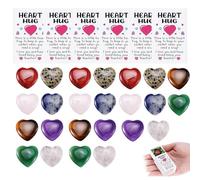 40 Sets Pocket Hug Token Valentine's Day Gift Bulk Hug Cards with Heart Shape Natural Stones Keepsake Exchange Relationship Cards for Colleagues Family Distance Social Celebration of Life (1 Set)