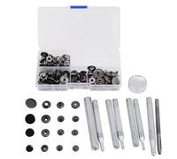 40 Sets Press Stud Snap Button Popper Fastener Leather Jeans Accessories Base Tools (Black) Replacement Black Snap Buttons