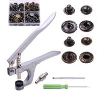 40 Sets Press Studs Snap Fasteners with Snap Pliers, Poppers Fasteners Kit, 2 Colors 15mm Snap Buttons for DIY Craft Clothes