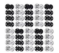 40 Sets Sew-on Snap Buttons, 16mm Metal Invisible Press Studs Snaps Fasteners Buttons for Clothes Purse Handbag Craft DIY Supplies(Black+Silver)