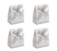 40 Sets Silver Boxes, DIY Fashionable Style Birthday Bags with Bow Decoration for Christmas, Glitter Box