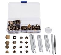 40 Sets Snap Fastener Kit Press Stud Snap Button Popper Fastener Leather Jeans Accessories Base Tools w/Case(Bronze Color)
