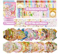 40 Sets Sticker Scene Books, 3D House Sticker Therapy Book for Adults Kids