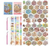 40 Sets Stickers Scene,Mini House Stickers Set for Adults with Tweezers Make Your Own Room Commercial/Sunshine Town Sticker Scene Therapy for Adults Relief Stress Pass The Time Gift