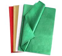 40 Sheets Christmas Tissue Paper, 20x26 Inch Christmas Glitter Tissue Paper Christmas Wrapping Paper for DIY Craft Party Bag Packaging Decoration (4 Styles)