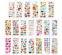 40 Sheets of 3D Puffy Stickers for Kids, Multiple Designs Self-Adhesive Children Stickers Includes Animals Numbers Letters Fruits for Journal Water Bottles Scrapbooking DIY Crafts (Basic Style)