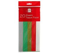 40 Sheets of Christmas Tissue Paper Plain Traditional Festive Colours Card & Gift Decoration (Pack of 2)