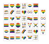 40 Sheets Rainbow Temporary Tattoos Waterproof Rainbow Flag Heart Tattoos Removable Body Art Sticker for Party Favors Pride Celebrations Supplies