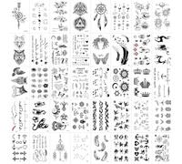 40 Sheets Temporary Tattoos,Waterproof Black Tiny Tattoo Sticker,Girls Boys Body Art Arm Waterproof Tattoo Stickers,for Adult Women Face Body Hand