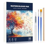 40 Sheets Watercolour Paper Pad A3 with Watercolour Brush and Pencil, 300 GSM Watercolour Sketchbook Cold Press Water Colour Paper for Artist Student, Art Painting, Drawing, Mixed Media