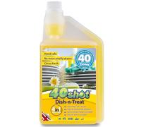 40 Shot Dish n Treat Washing Up Liquid & Grey Water Tank Cleaner - 1L Concentrate - Citrus Fresh - Treats 1000L Waste Water - Caravan & Motorhome Safe - Reduces Grease & Odours, Softens Water