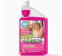 40 Shot Pink Flush Toilet Rinse - 1L Concentrate - 40 Doses - Biodegradable & pH Neutral - Built-In Water Softener - Ideal for Caravan & Motorhome Cassette Toilets - Long-Lasting Fragrance